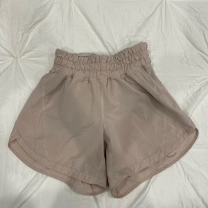 Lululemon shorts size 2 with 4” inseam. They are a light blush color.